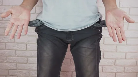 Empty pockets. Bankrupt. Video stock 86827042