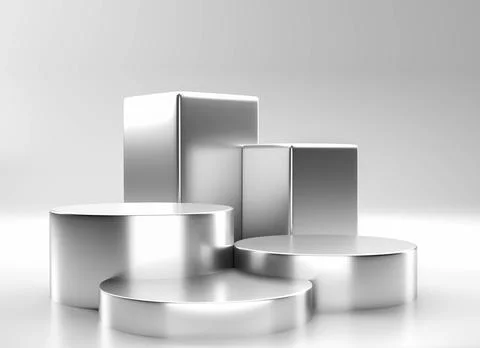 Empty podium 3D Product background stand or silver podium pedestal aon advert Stock Illustration