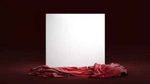Empty podium covered with falling cloth. Transparency with luma matte. Stock Footage 260158676