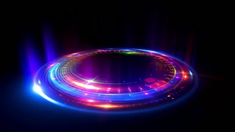 Empty podium. Disco club. Rays view. Show magic party. Calm motion. Glint che Stock Footage 91108629