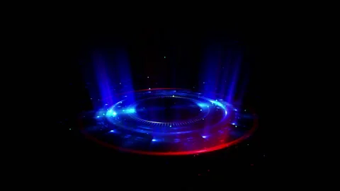 Empty podium. Disco club. Rays view. Show magic party. Calm motion. Glint che Stock Footage 91108641