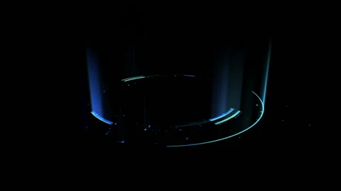 Empty podium. Disco club. Rays view. Show magic party. Calm motion. Glint che Stock Footage 91108737