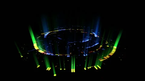 Empty podium. Disco club. Rays view. Show magic party. Calm motion. Glint che Stock Footage 91108749