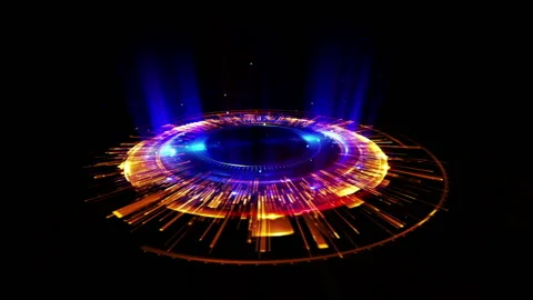 Empty podium. Disco club. Rays view. Show magic party. Calm motion. Glint che Stock Footage 91108776
