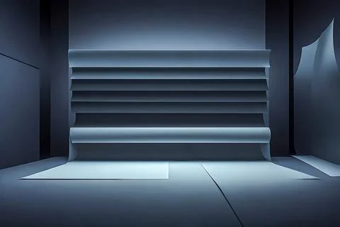 Empty podium with glowing neon frame for product presentation. 3D rendering Stock Illustration