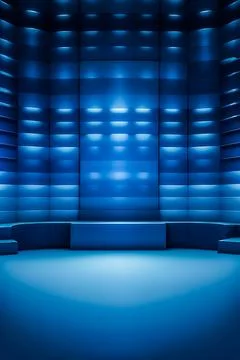 Empty podium with glowing neon frame for product presentation. 3D rendering Stock Illustration