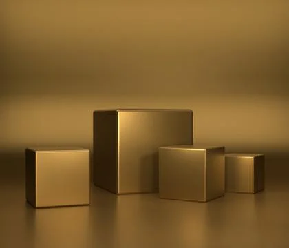Empty podium on gold color background with box stand concept product shelf st Illustrazione stock