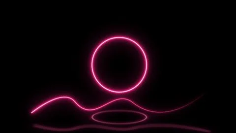 Empty podium with line gradient neon ring and background. 3d render. Illust.. 스톡 일러스트