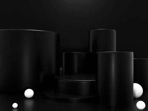 Empty podium or pedestal display on black background with box stand concept.  Stock Illustration