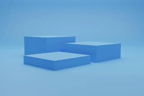 Empty podium or pedestal display on blue background with box stand concept. Blan Stockillustratie