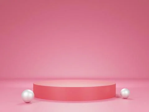 Empty podium on pink background.pink product background stand,advertisement . Stock Illustration