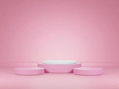 Empty podium on pink background.pink product background stand,advertisement . Stock Illustration