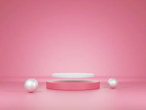 Empty podium on pink background.pink product background stand,advertisement . Stock Illustration