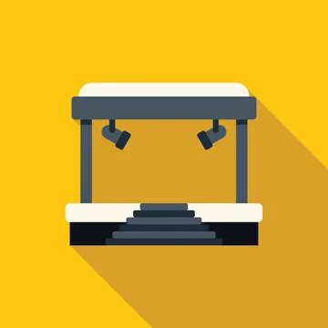 Empty podium with spotlights illuminating stage in flat design Stock Illustration