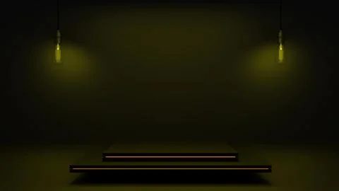 Empty podium with a square on a square and with a golden gradient of lines on Stock Illustration