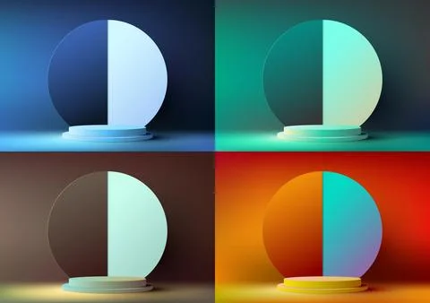 Empty Podium Stand with Circle Backdrop for Modern Style Presentation Illustrazione stock