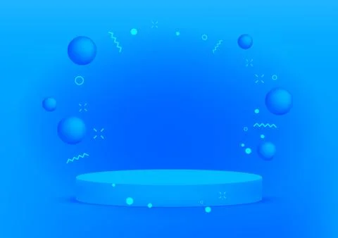 Empty podium studio blue background for product display with copy space. Bann Stock Illustration