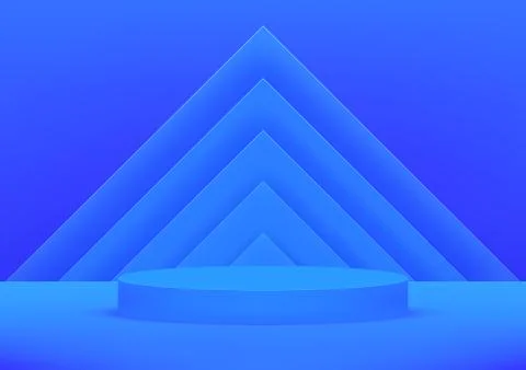 Empty podium studio blue background for product display with copy space. Show Stock-Illustration