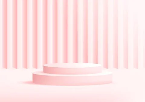 Empty podium studio pink background for product display with copy space. Bann Stock Illustration