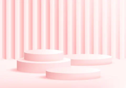 Empty podium studio pink background for product display with copy space. Bann Stock Illustration