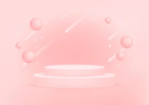 Empty podium studio pink background for product display with copy space. Bann Stock Illustration