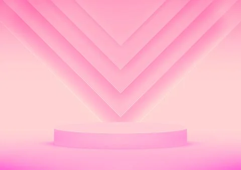 Empty podium studio pink background for product display with copy space. Show Stock Illustration