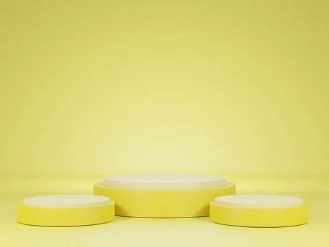 Empty podium on yellow background.yellow product background stand. Stock Illustration