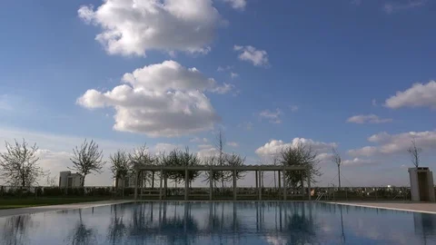 An empty pool in autumn Stock Footage 71012996