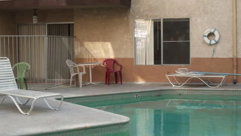 Empty Pool With Lifeguard Raft Stock Footage 130775135