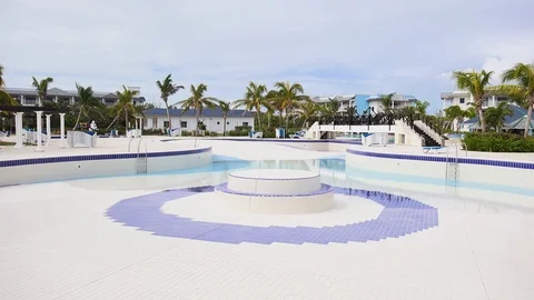 Empty pool on a resort following a hurricane 4k Stock Footage 86530403