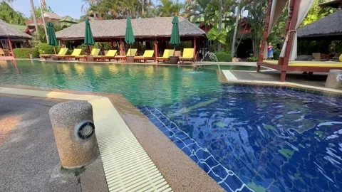 EMPTY POOL AT RESORT Stock Footage 260480120