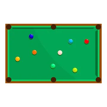 Empty pool table with colorful balls scattered around Stockillustratie