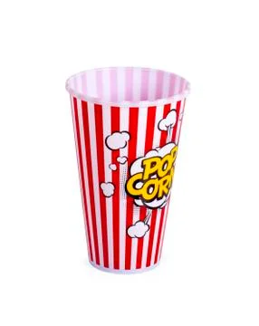Empty pop corn bucket isolated on white background Stock Photos