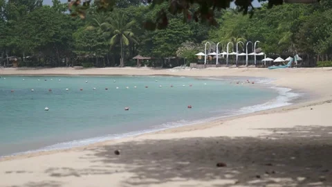 Empty popular beach destination of Bali island is closed due to corona virus Stock Footage 139046730
