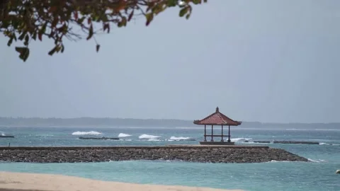 Empty popular beach destination of Bali island is closed due to corona virus Stock Footage 139401180