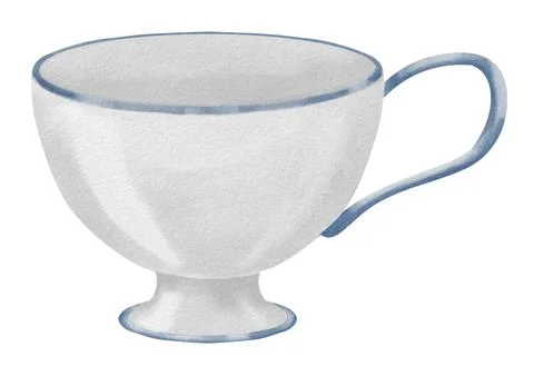 Empty porcelain white Cup for tea or coffee. Hand drawn watercolor illustration Stock Illustration