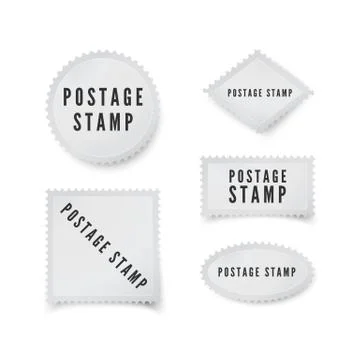 Empty postal stamp template with shadow and perforated border. Blank postage  Stock Illustration
