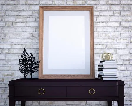 Empty poster frame on a chest of drawers Stock Illustration