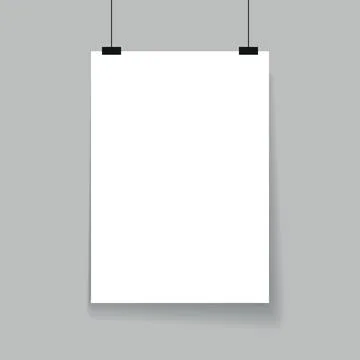 Empty poster hanging on wall template Stock Illustration