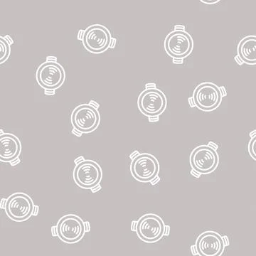 Empty pot cooking line vector seamless pattern Stock Illustration