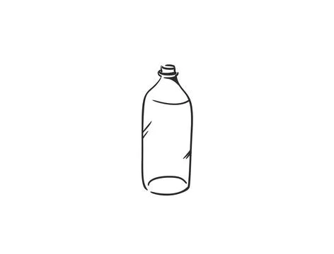 Empty Potion Bottle Hand Drawn Line Art Vector Illustration, Vintage Apothecary Stock Illustration