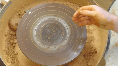 Empty Potter's wheel spinning Stock Footage 95741152