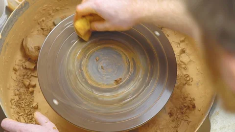 Empty Potter's wheel spinning Stock Footage 96286860
