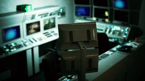 Empty power plant control room Illustrazione stock
