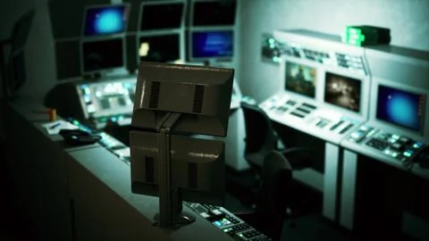 Empty power plant control room Illustrazione stock