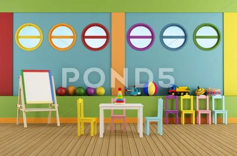 Empty preschool classroom Stock Illustration