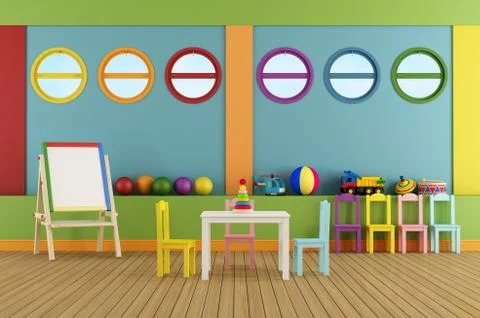 Empty preschool classroom Stock Illustration