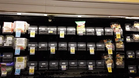 Empty produce section at Grocery Store Stock Footage 126445508