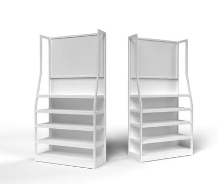 Empty Product Stands For Supermarket., Empty Displays With Shelves Products O Stock Illustration