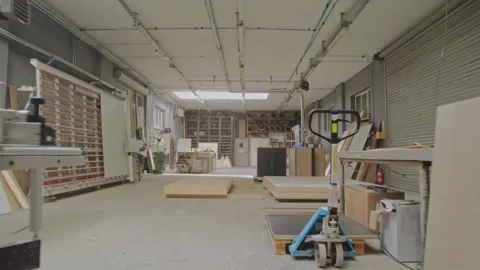 Empty production building, drone long shot Stock Footage 247834839